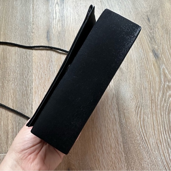 Vintage 80's Black Clutch with Rhinestones Formal Party Bridal - Picture 6 of 12